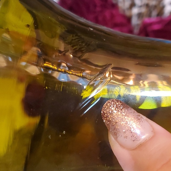 Antique Olive Green Glass Floor vase - Picture 5 of 14